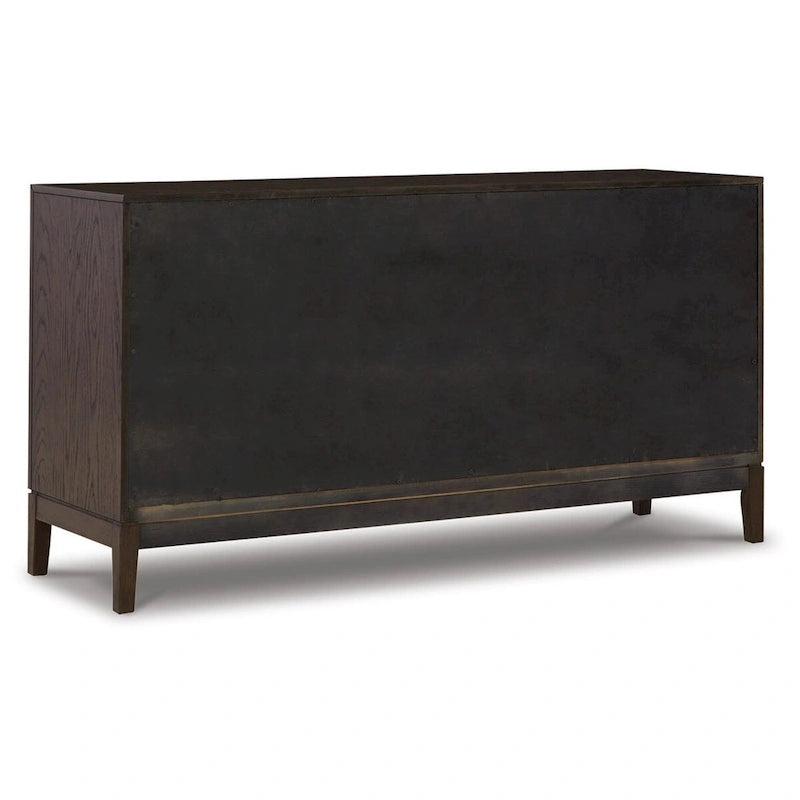 Bahut de 152 cm, 2 placards vitrés à double porte, marron foncé