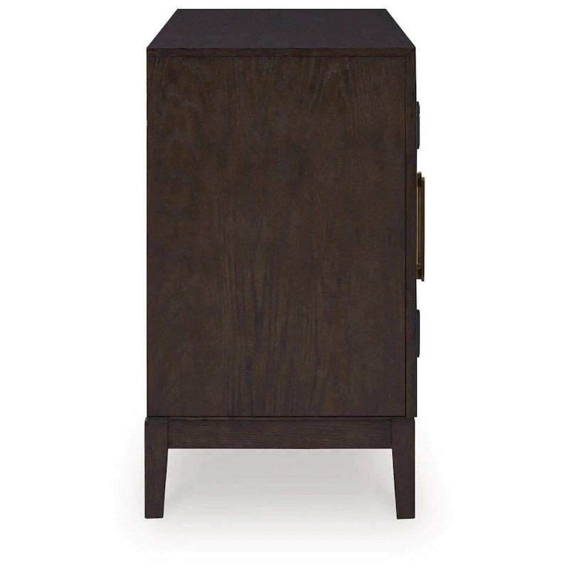 Bahut de 152 cm, 2 placards vitrés à double porte, marron foncé