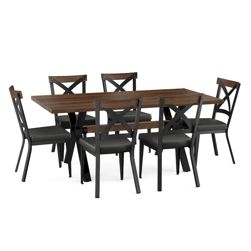 Ensemble de salle à manger 7 pièces Amisco Leonie avec table en bois et chaises Snyder