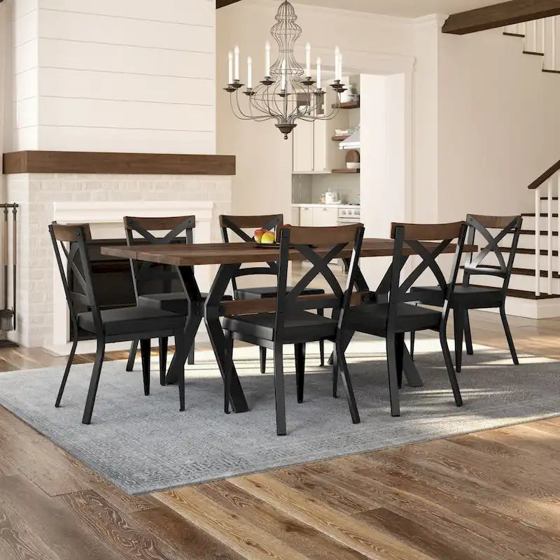 Ensemble de salle à manger 7 pièces Amisco Leonie avec table en bois et chaises Snyder