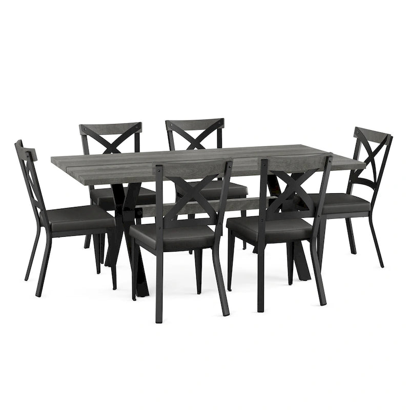 Ensemble de salle à manger 7 pièces Amisco Leonie avec table en bois et chaises Snyder