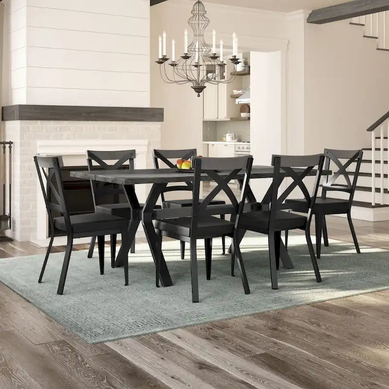 Ensemble de salle à manger 7 pièces Amisco Leonie avec table en bois et chaises Snyder