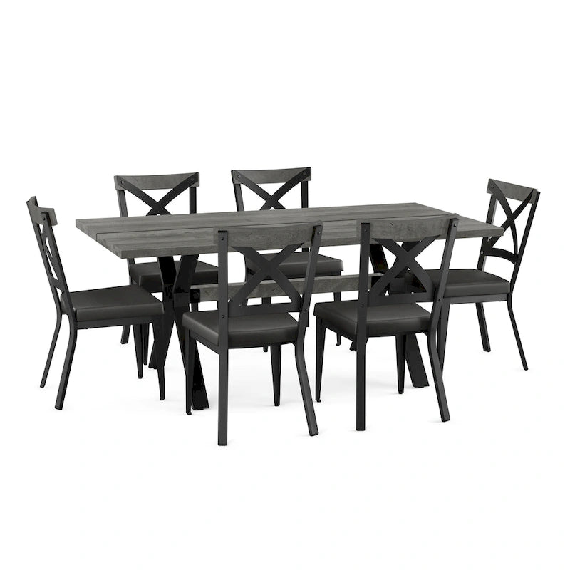 Ensemble de salle à manger 7 pièces Amisco Leonie avec table en bois et chaises Snyder