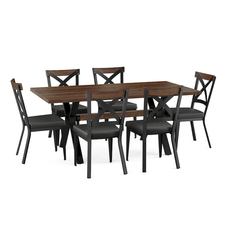 Ensemble de salle à manger 7 pièces Amisco Leonie avec table en bois et chaises Snyder