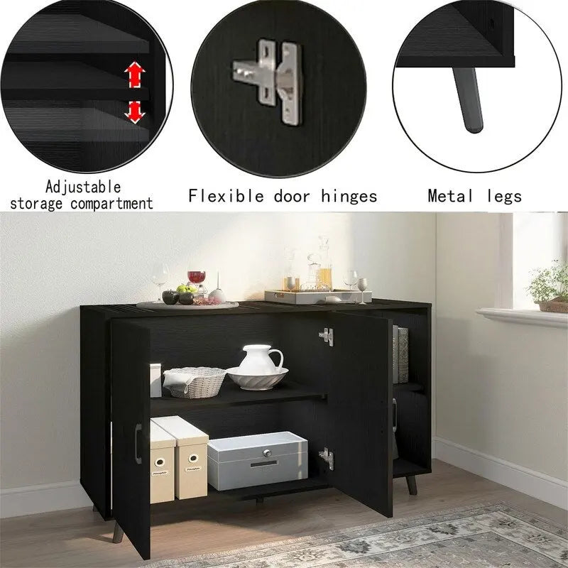 Buffet de cuisine 2 portes 2 étagères - 15P x 41,7L x 32,6H