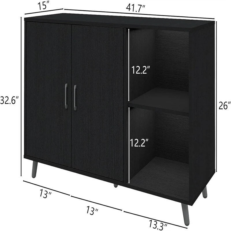 Buffet de cuisine 2 portes 2 étagères - 15P x 41,7L x 32,6H