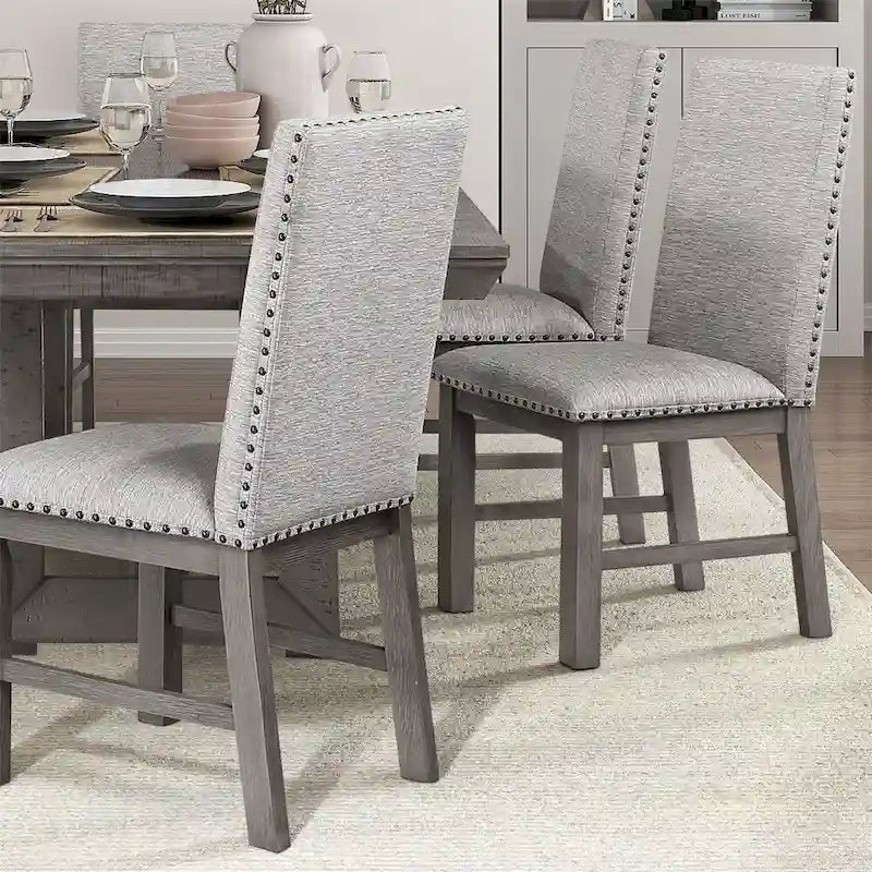 Ensemble de salle à manger 7 pièces avec table à rallonge et 6 chaises rembourrées