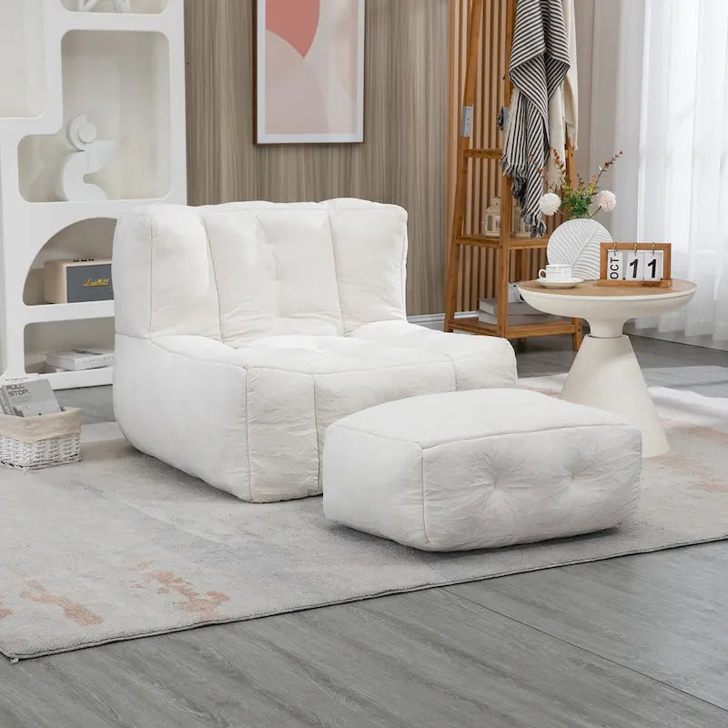 Pouf confortable pour adultes et enfants, fauteuil paresseux ultra doux avec mousse et repose-pieds