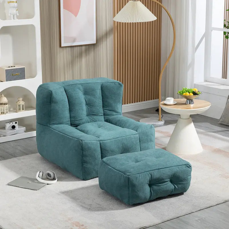 Pouf confortable pour adultes et enfants, fauteuil paresseux ultra doux avec mousse et repose-pieds