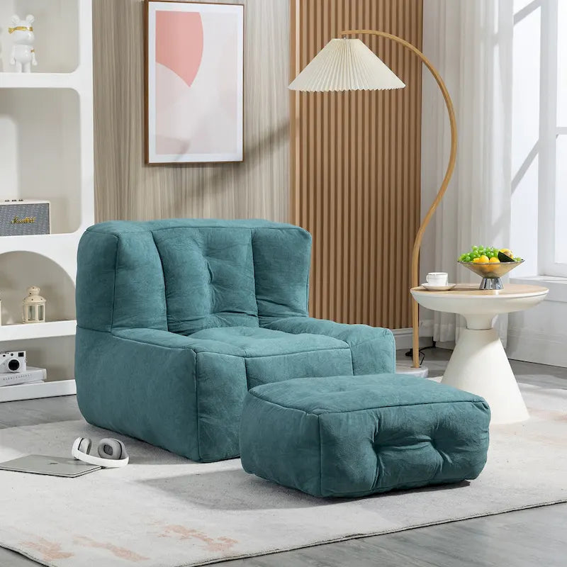 Pouf confortable pour adultes et enfants, fauteuil paresseux ultra doux avec mousse et repose-pieds