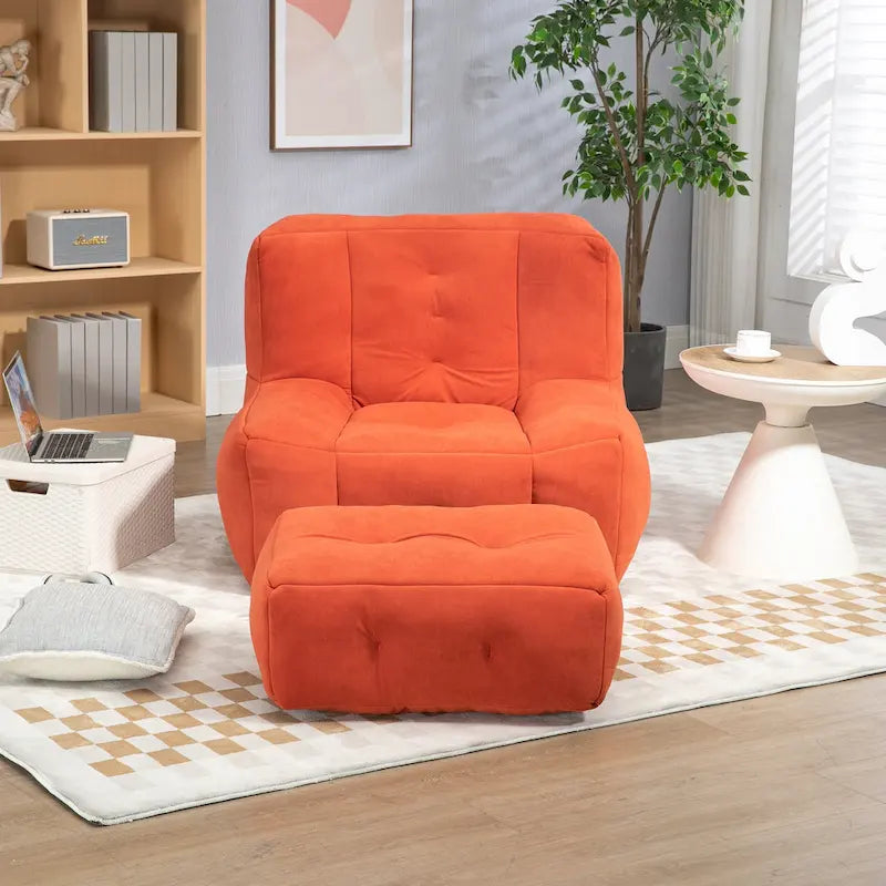 Pouf confortable pour adultes et enfants, fauteuil paresseux ultra doux avec mousse et repose-pieds