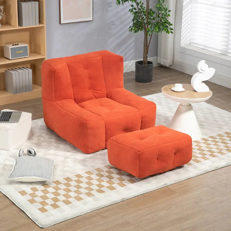 Pouf confortable pour adultes et enfants, fauteuil paresseux ultra doux avec mousse et repose-pieds
