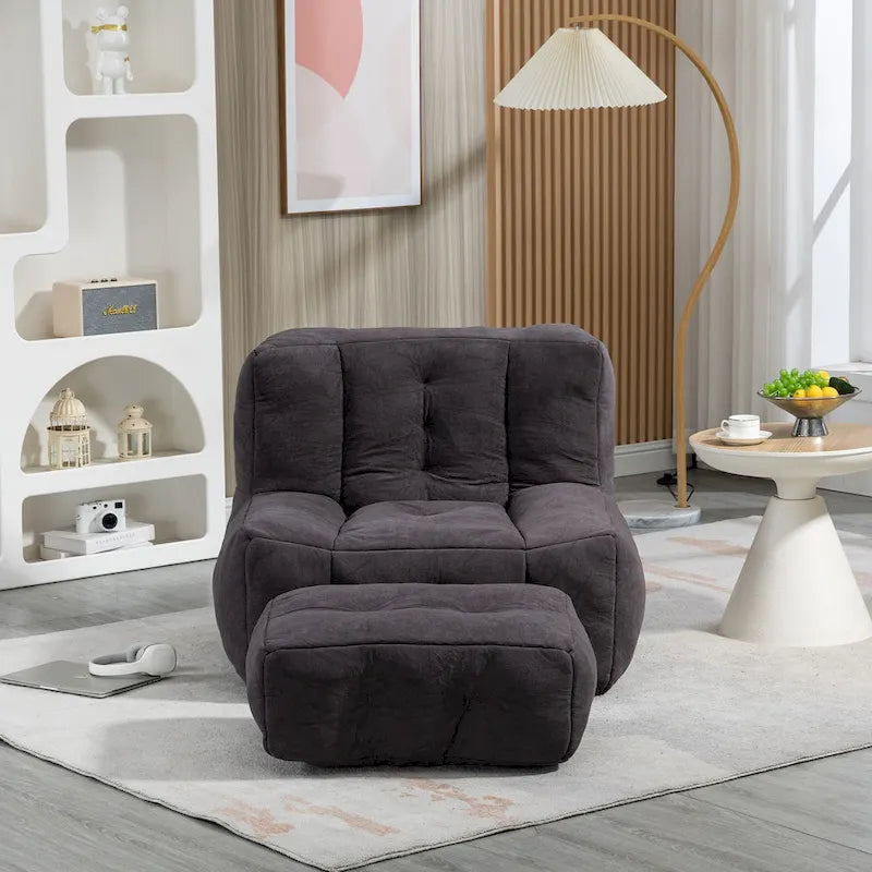 Pouf confortable pour adultes et enfants, fauteuil paresseux ultra doux avec mousse et repose-pieds