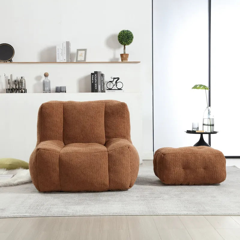 Pouf confortable pour adultes et enfants, fauteuil paresseux ultra doux avec mousse et repose-pieds