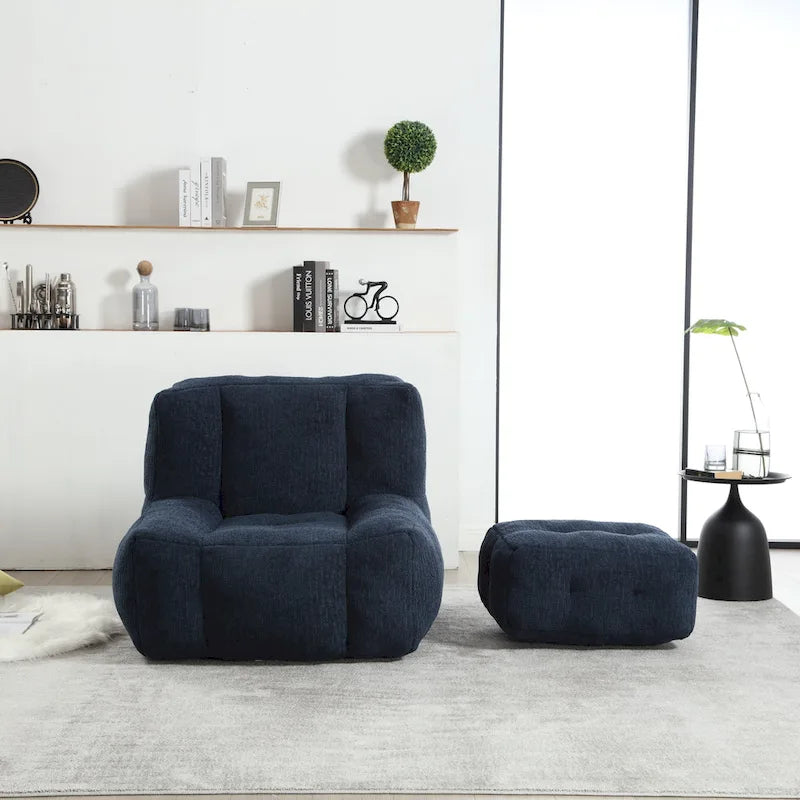 Pouf confortable pour adultes et enfants, fauteuil paresseux ultra doux avec mousse et repose-pieds