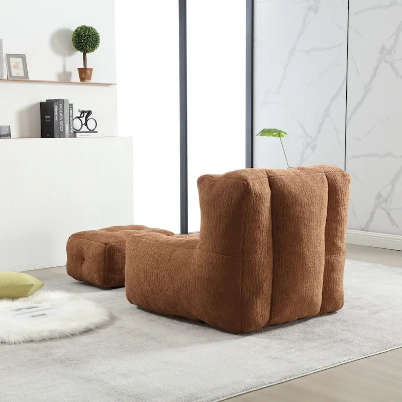 Pouf confortable pour adultes et enfants, fauteuil paresseux ultra doux avec mousse et repose-pieds
