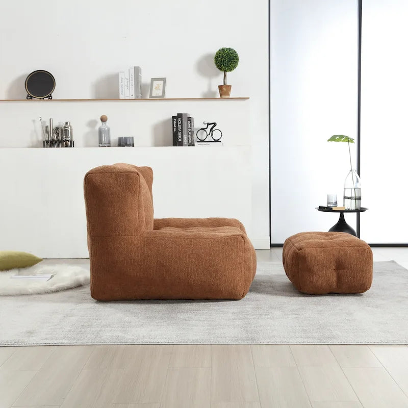 Pouf confortable pour adultes et enfants, fauteuil paresseux ultra doux avec mousse et repose-pieds