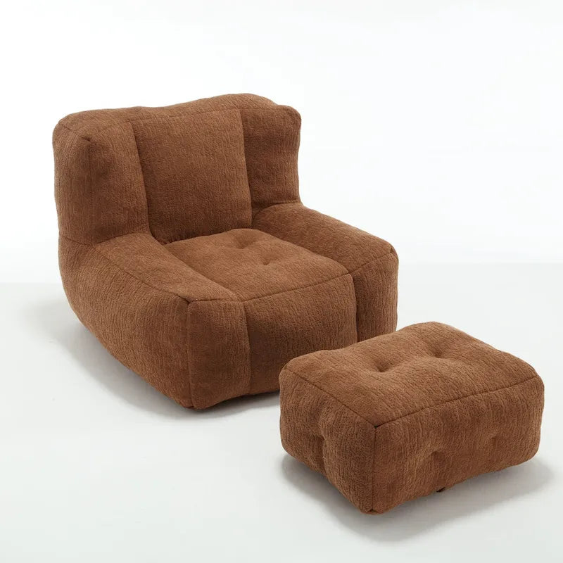 Pouf confortable pour adultes et enfants, fauteuil paresseux ultra doux avec mousse et repose-pieds