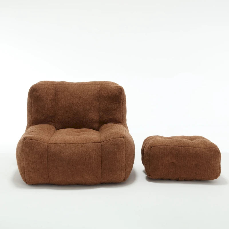 Pouf confortable pour adultes et enfants, fauteuil paresseux ultra doux avec mousse et repose-pieds