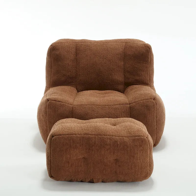 Pouf confortable pour adultes et enfants, fauteuil paresseux ultra doux avec mousse et repose-pieds