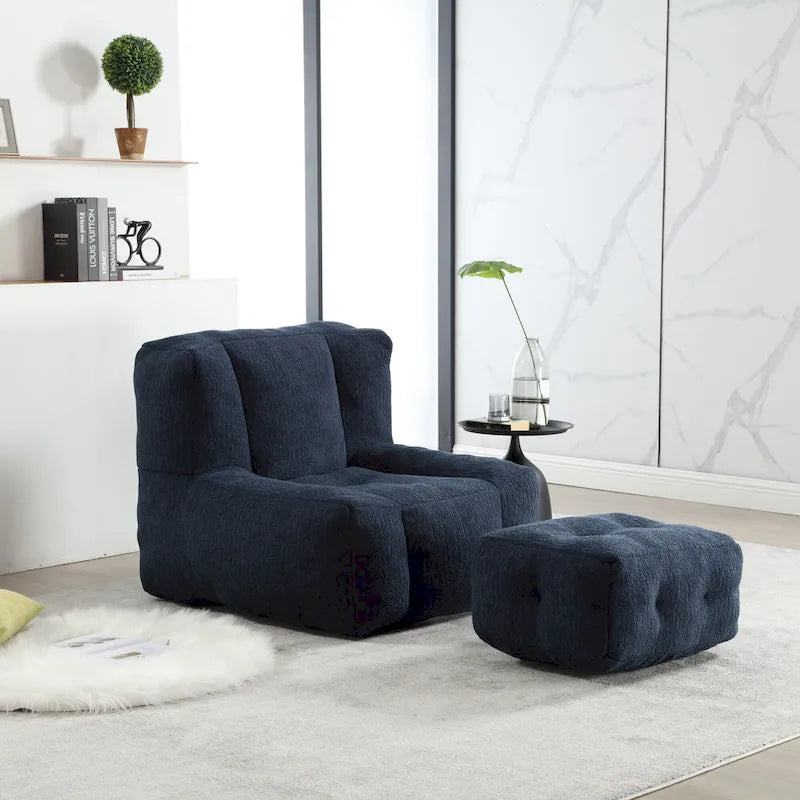 Pouf confortable pour adultes et enfants, fauteuil paresseux ultra doux avec mousse et repose-pieds