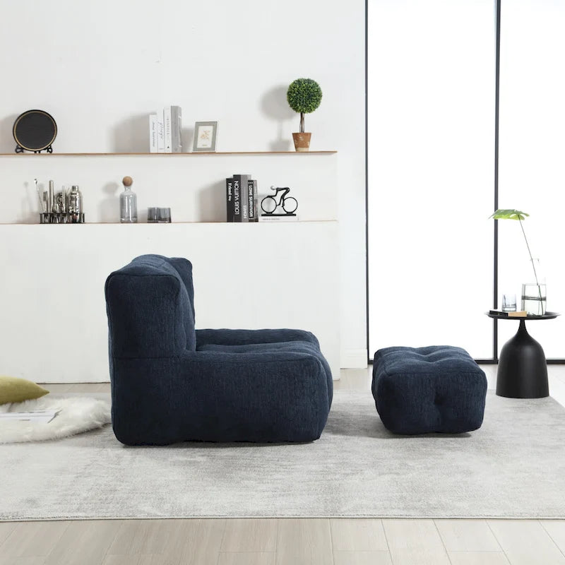 Pouf confortable pour adultes et enfants, fauteuil paresseux ultra doux avec mousse et repose-pieds
