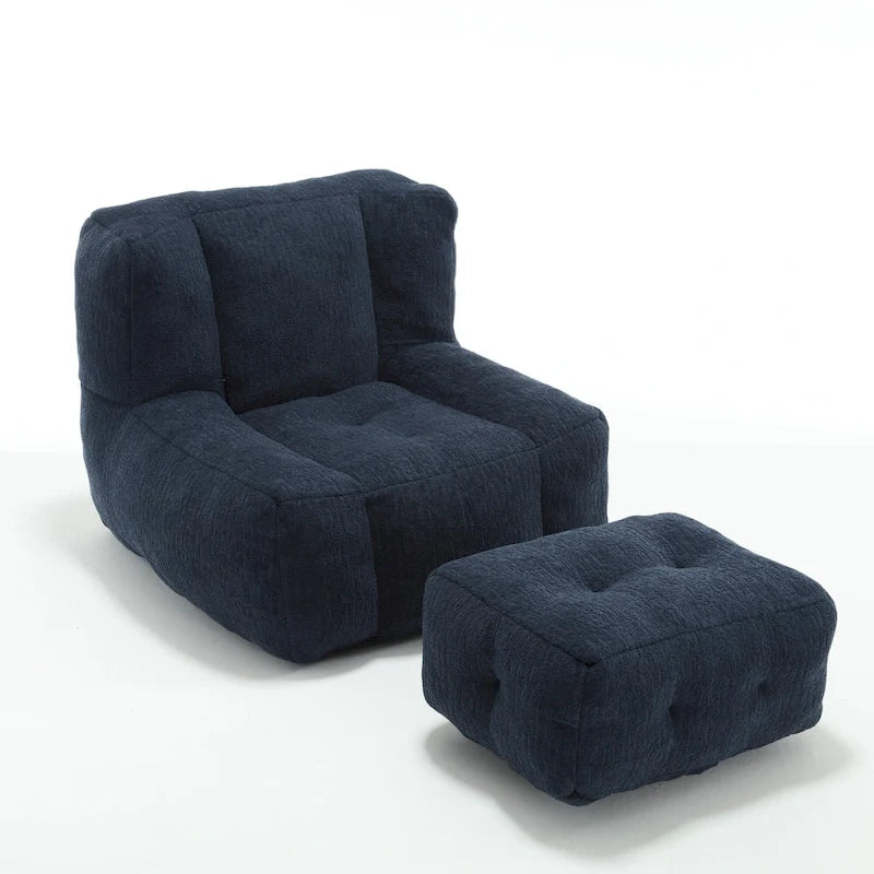 Pouf confortable pour adultes et enfants, fauteuil paresseux ultra doux avec mousse et repose-pieds