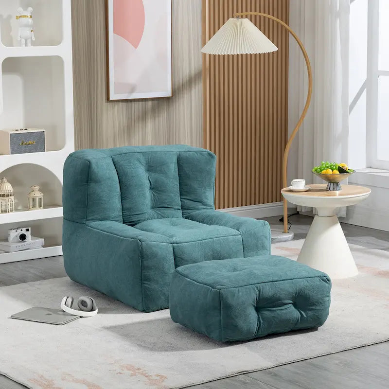 Pouf confortable pour adultes et enfants, fauteuil paresseux ultra doux avec mousse et repose-pieds