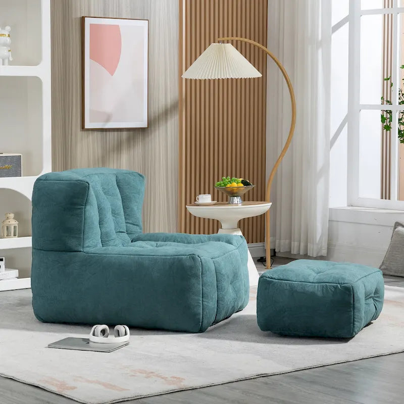 Pouf confortable pour adultes et enfants, fauteuil paresseux ultra doux avec mousse et repose-pieds