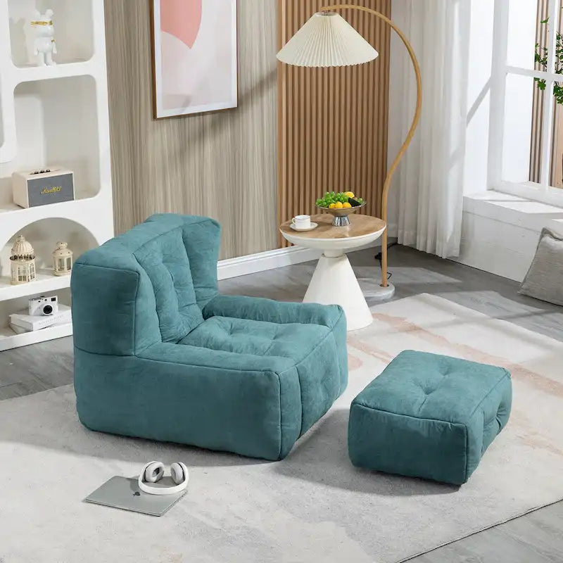 Pouf confortable pour adultes et enfants, fauteuil paresseux ultra doux avec mousse et repose-pieds