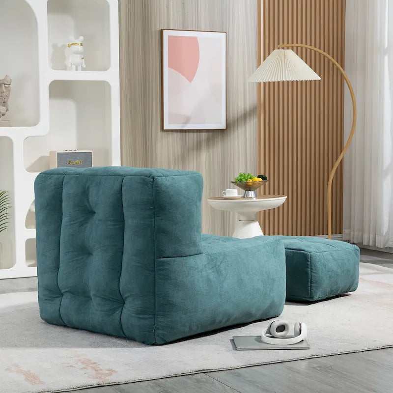 Pouf confortable pour adultes et enfants, fauteuil paresseux ultra doux avec mousse et repose-pieds