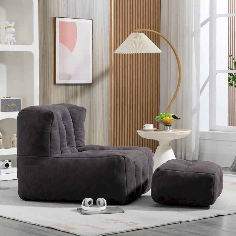 Pouf confortable pour adultes et enfants, fauteuil paresseux ultra doux avec mousse et repose-pieds