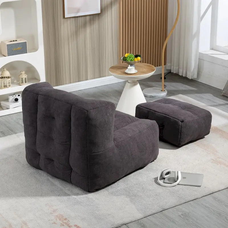 Pouf confortable pour adultes et enfants, fauteuil paresseux ultra doux avec mousse et repose-pieds