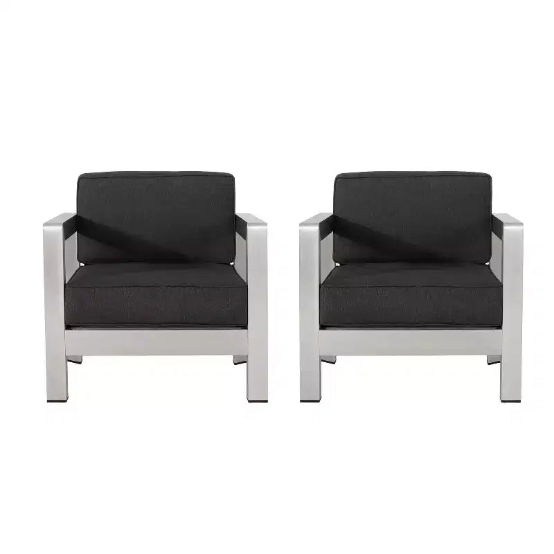 Christopher Knight Home Aviara Outdoor Modern Aluminum Club Chair with Cushions (Set of 2)