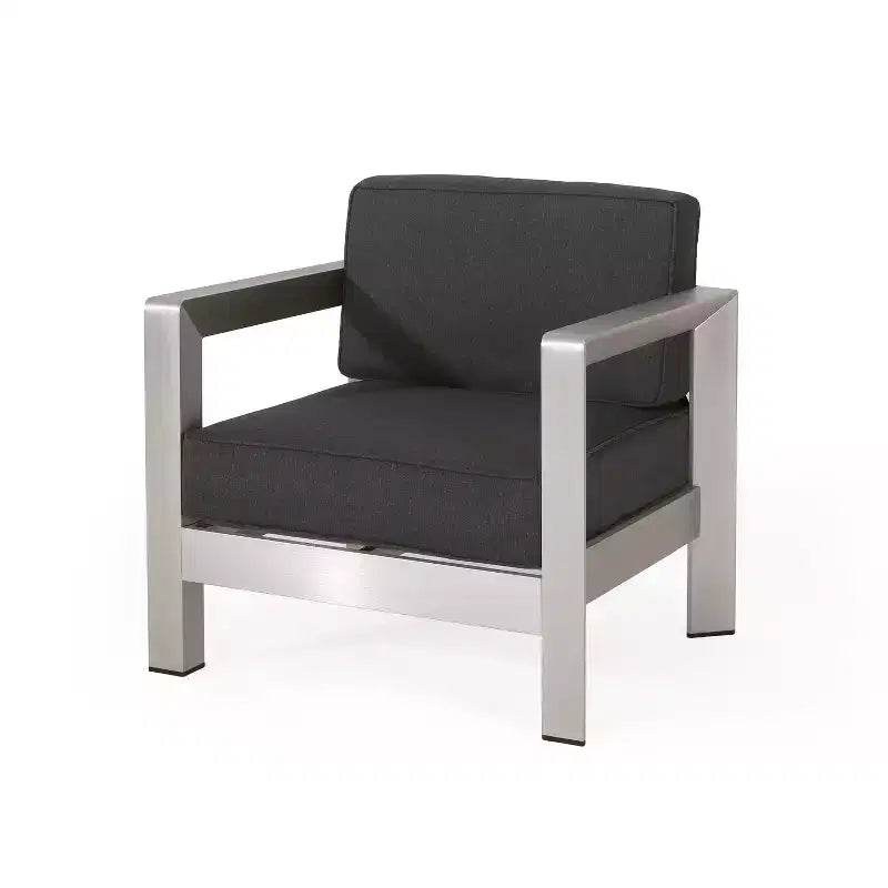 Christopher Knight Home Aviara Lot de 2 fauteuils de club modernes d'extérieur en aluminium avec coussins
