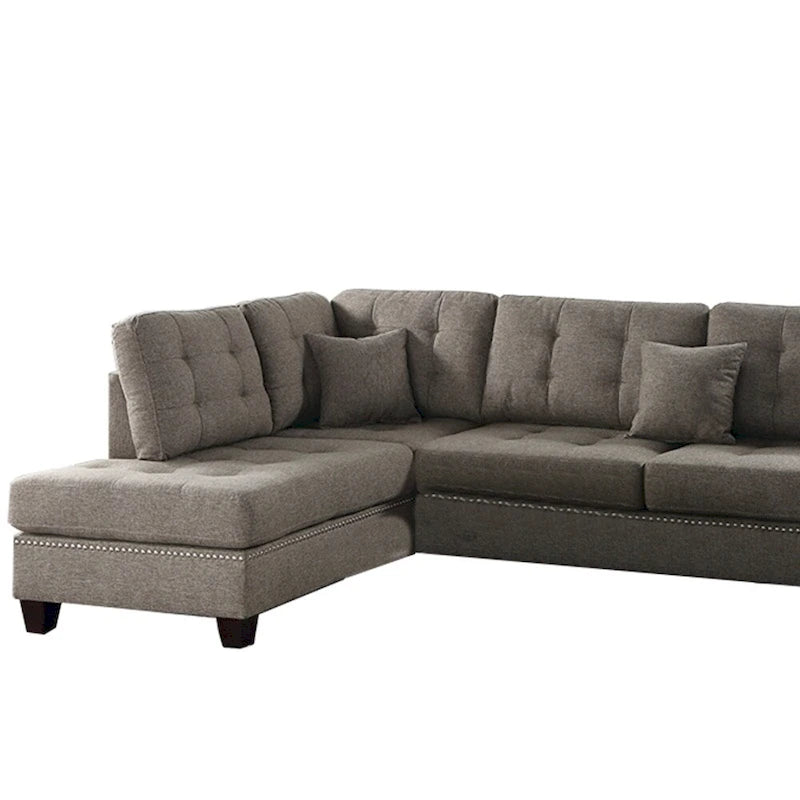 Ensemble sectionnel 3 pièces Polyfiber avec coussins moelleux brun clair