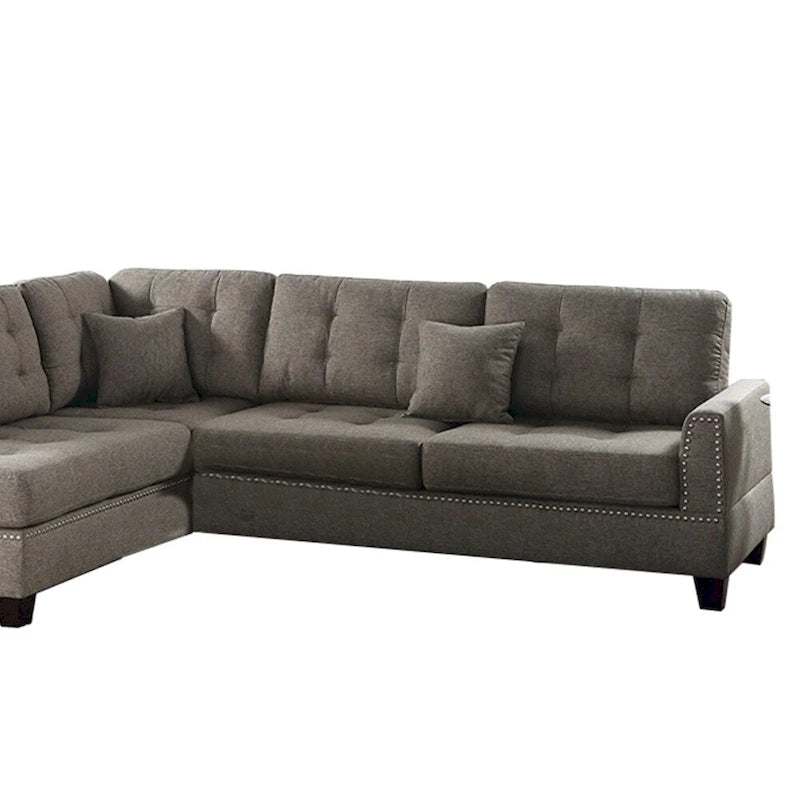 Ensemble sectionnel 3 pièces Polyfiber avec coussins moelleux brun clair