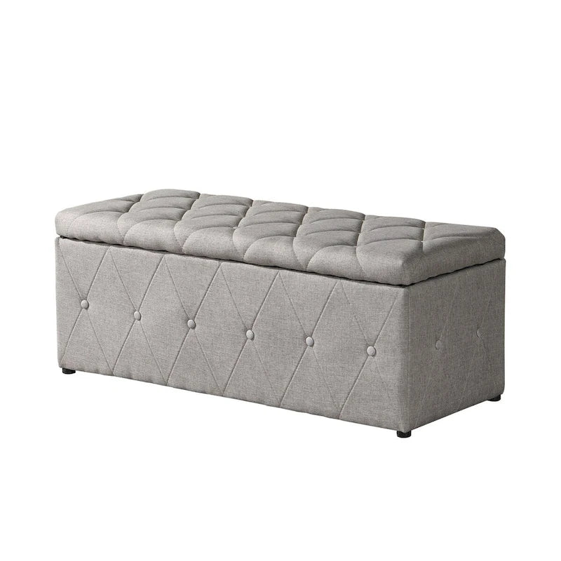 Banc de rangement rectangulaire en velours court avec 2 poufs