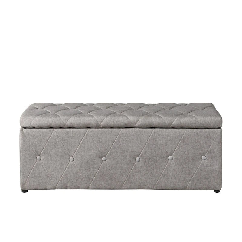 Banc de rangement rectangulaire en velours court avec 2 poufs