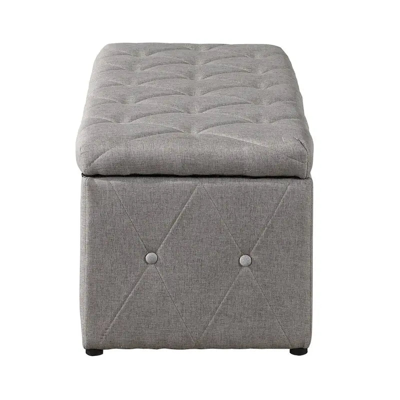 Banc de rangement rectangulaire en velours court avec 2 poufs