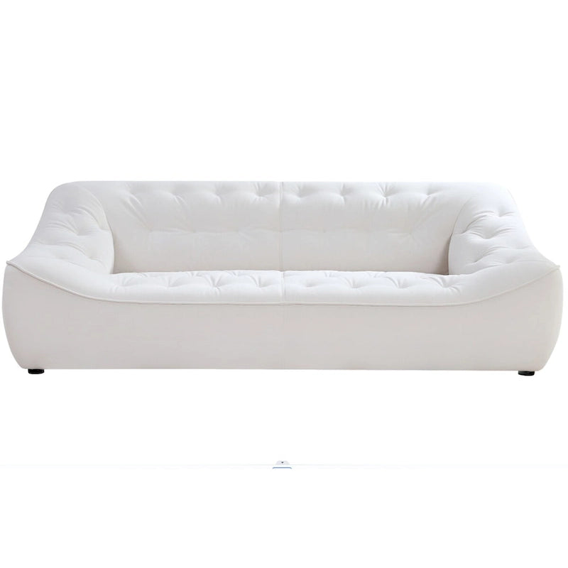 Canapé en tissu blanc résistant avec cadre en bois massif