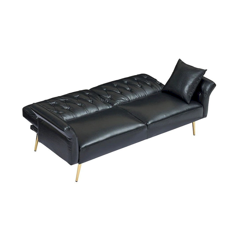 Canapé-lit futon, canapé pliable en similicuir, causeuse convertible, lit de repos avec accoudoirs réglables pour petits espaces