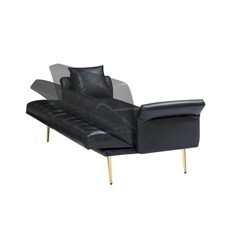 Canapé-lit futon, canapé pliable en similicuir, causeuse convertible, lit de repos avec accoudoirs réglables pour petits espaces