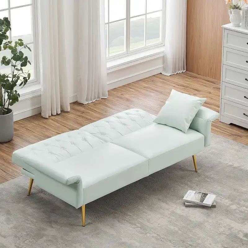 Canapé-lit futon, canapé pliable en similicuir, causeuse convertible, lit de repos avec accoudoirs réglables pour petits espaces