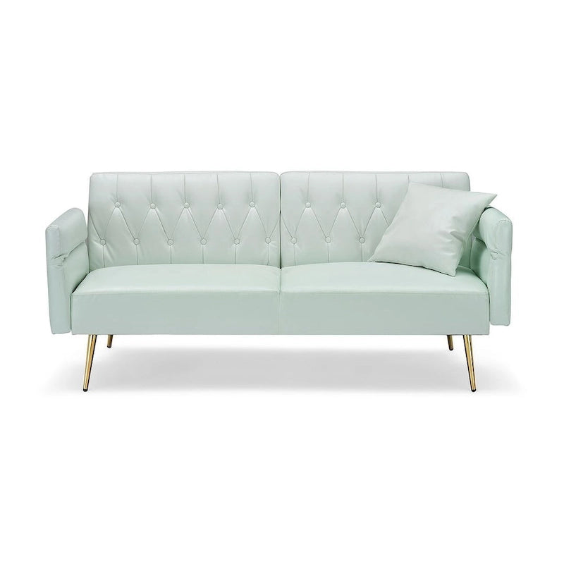 Canapé-lit futon, canapé pliable en similicuir, causeuse convertible, lit de repos avec accoudoirs réglables pour petits espaces