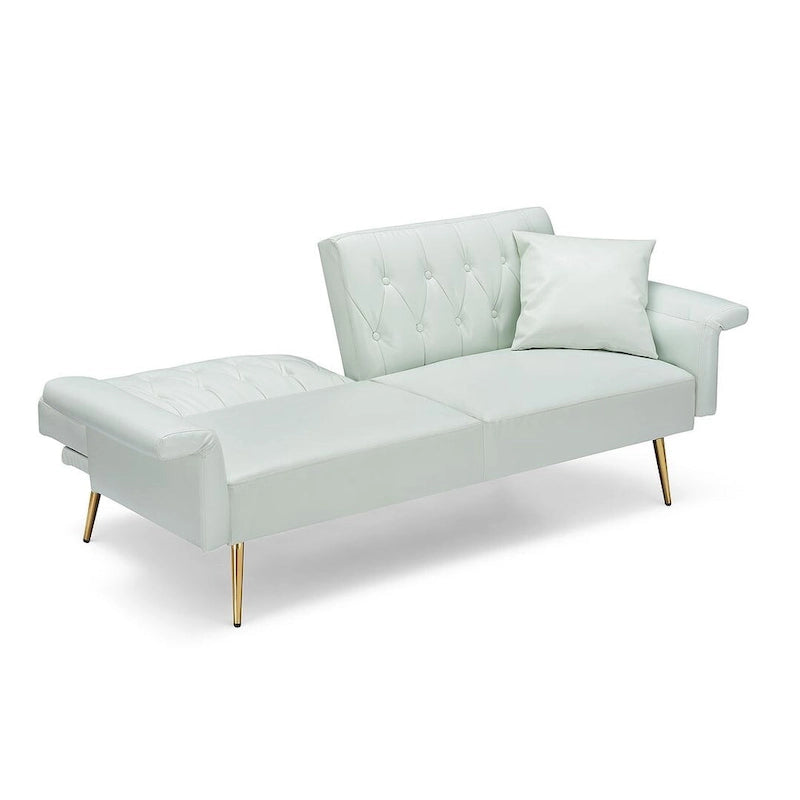Canapé-lit futon, canapé pliable en similicuir, causeuse convertible, lit de repos avec accoudoirs réglables pour petits espaces