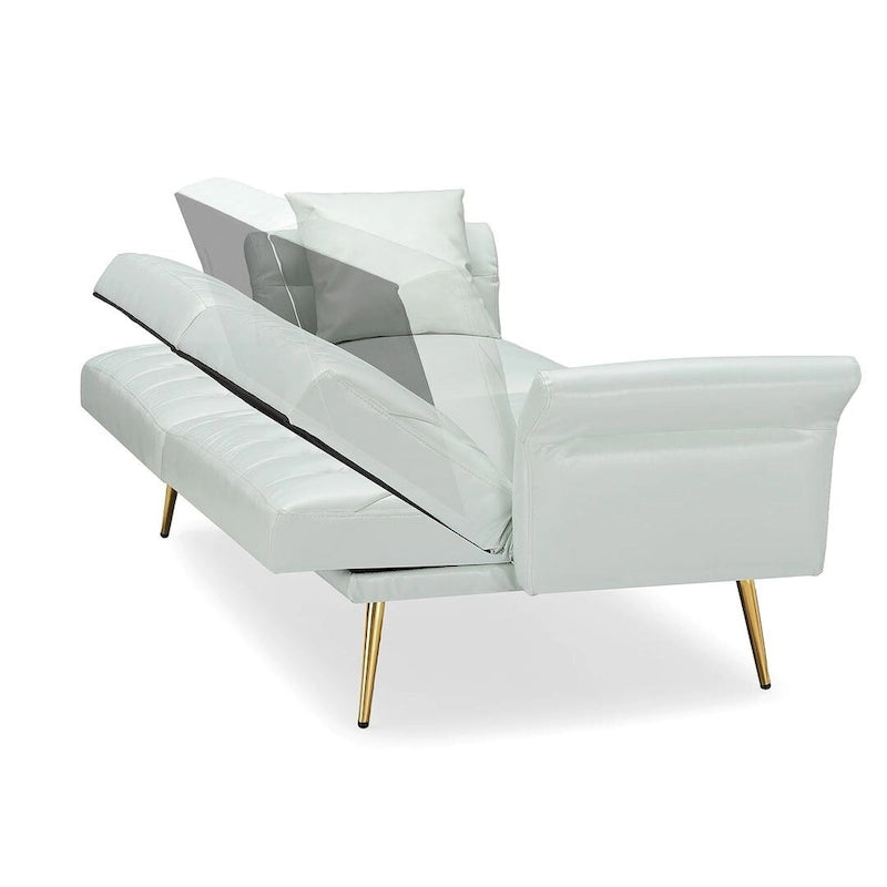 Canapé-lit futon, canapé pliable en similicuir, causeuse convertible, lit de repos avec accoudoirs réglables pour petits espaces