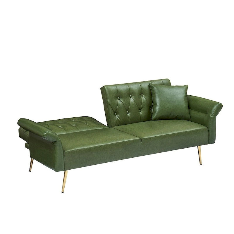 Canapé-lit futon, canapé pliable en similicuir, causeuse convertible, lit de repos avec accoudoirs réglables pour petits espaces