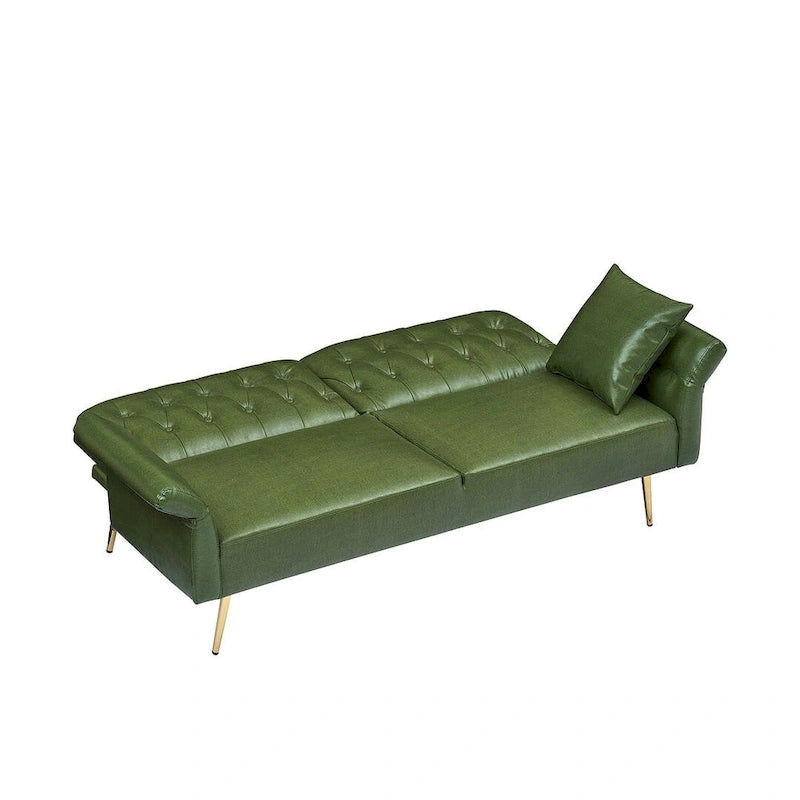 Canapé-lit futon, canapé pliable en similicuir, causeuse convertible, lit de repos avec accoudoirs réglables pour petits espaces