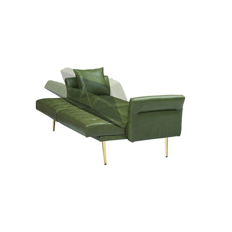Canapé-lit futon, canapé pliable en similicuir, causeuse convertible, lit de repos avec accoudoirs réglables pour petits espaces